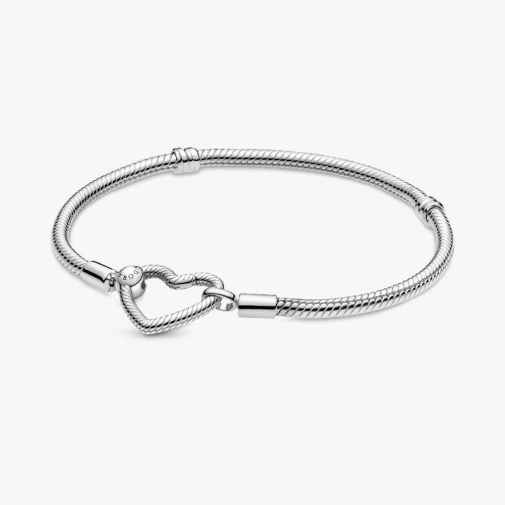 Pandora Heart Closure Snake Chain Bracelet Silver 8.3